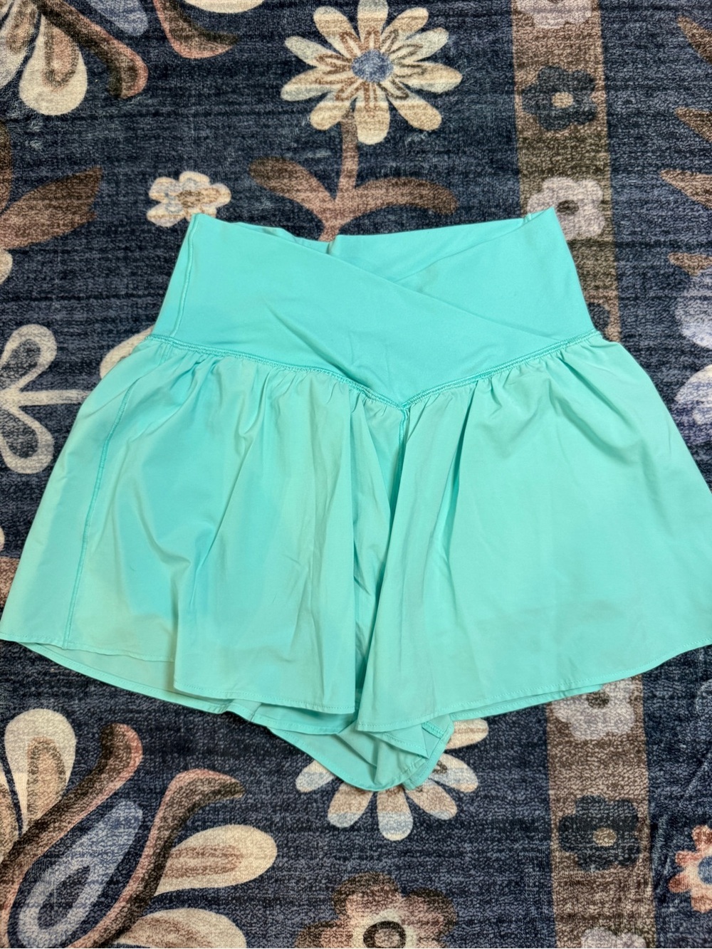 aerie Mint Green Athletic Skort Shorts with Cross-Waist Band